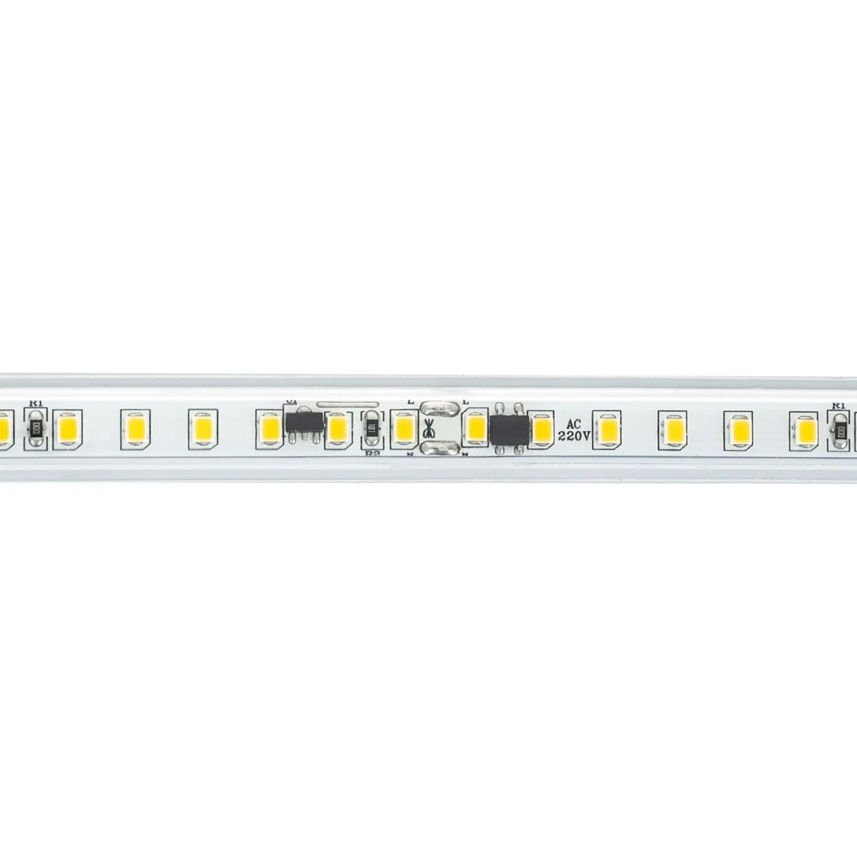 Ruban LED Dimmable 220V AC 60LED/m RGB IP65 Largeur 14mm Coupe